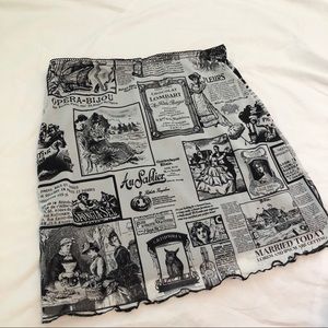 🧚🏻‍♀️🤍brand NWOT MESH NEWSPAPER MINI SKIRT